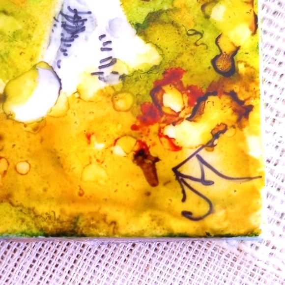 REDUCED Handmade and Hand Painted Birch Tree Ceramic Resin Coasters (Set of 4) - Picture 7 of 8